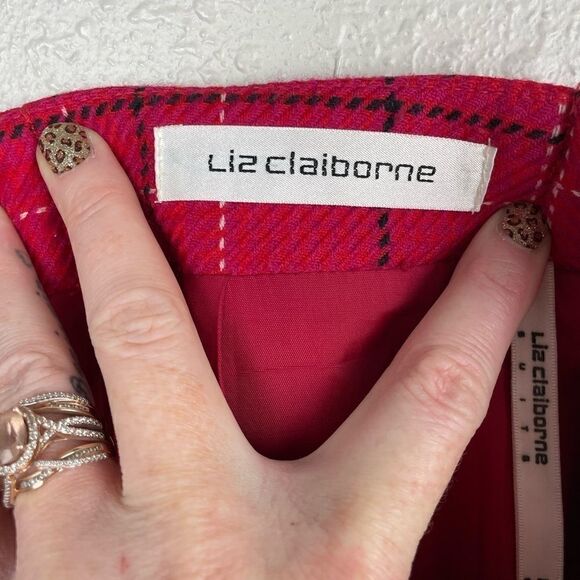 EUC Adorable Liz Claiborne Pink Plaid Midi Wool Skirt Size 10 - Picture 4 of 5
